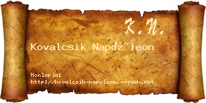 Kovalcsik Napóleon névjegykártya
